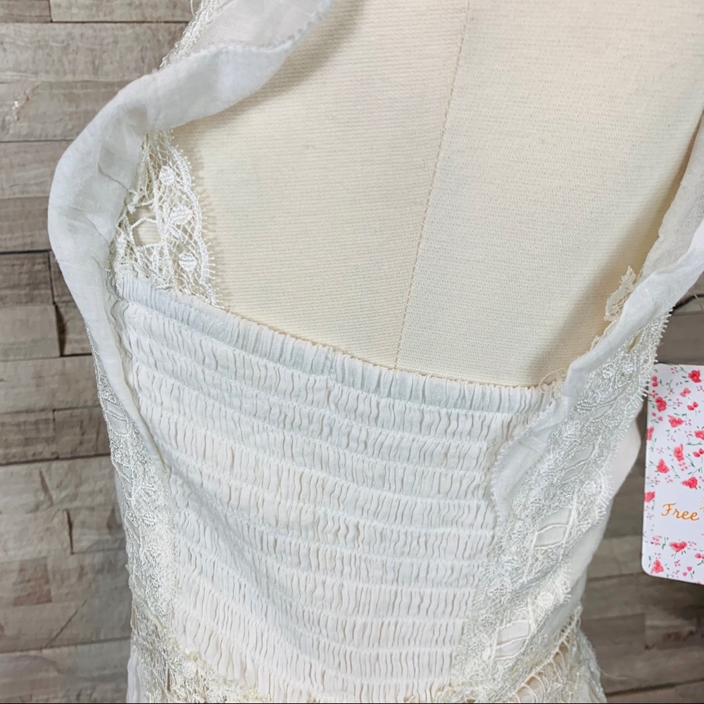Free People NWT Ivory Verona Lace Cut Out Dress - Picture 13 of 14